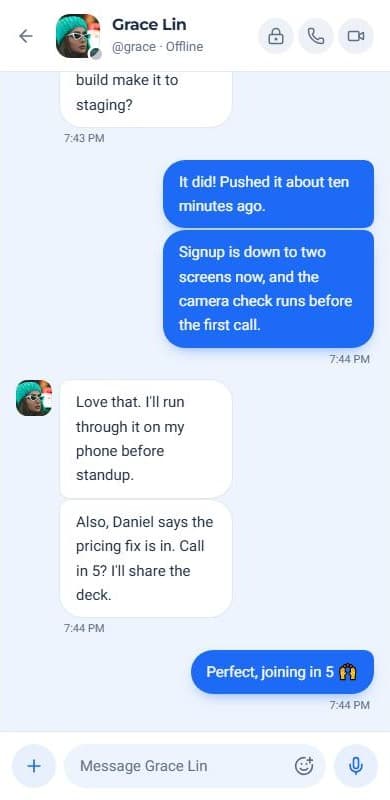 A conversation on a phone