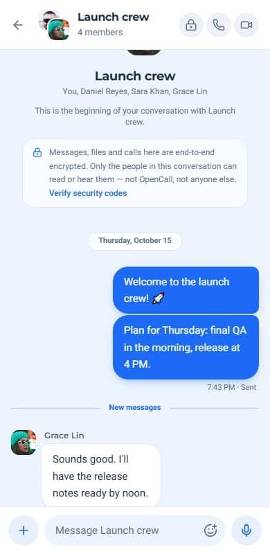 A group chat on a phone