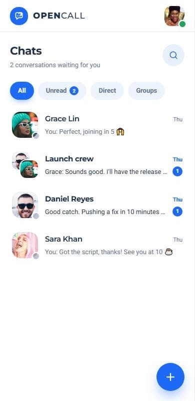 The chat list on a phone